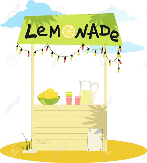 67300157 cartoon lemonade stand with fresh lemons and a pitcher viva la brand