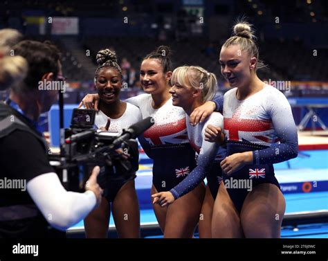 Great Britains Naana Oppon Saskia Servini Shanice Davidson And Megan Kealy Celebrate Winning