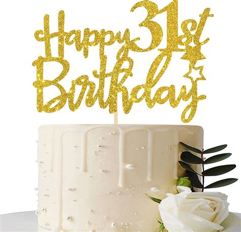 Gold Glitter Happy 31st Birthday Cake Topper 31 Cake Topper 31st