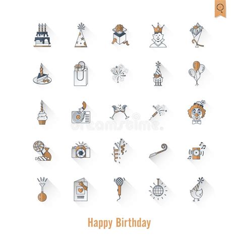Happy Birthday Icons Set Stock Vector Illustration Of Event 104378506