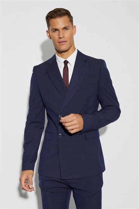 men s tall skinny double breasted suit jacket boohoo uk