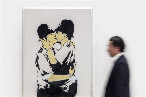 Banksys Kissing Coppers And Girl With Balloon From Robbie Williams Collection Being Sold