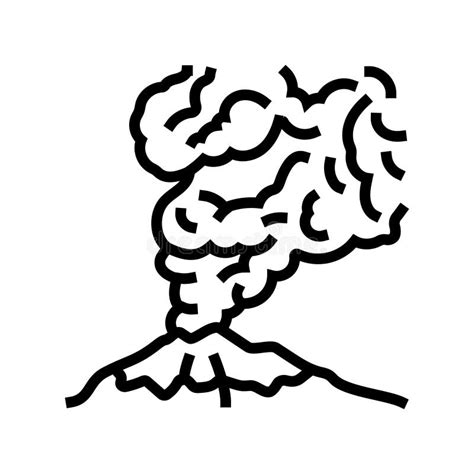 Volcanic Smoke Line Icon Vector Illustration Stock Vector