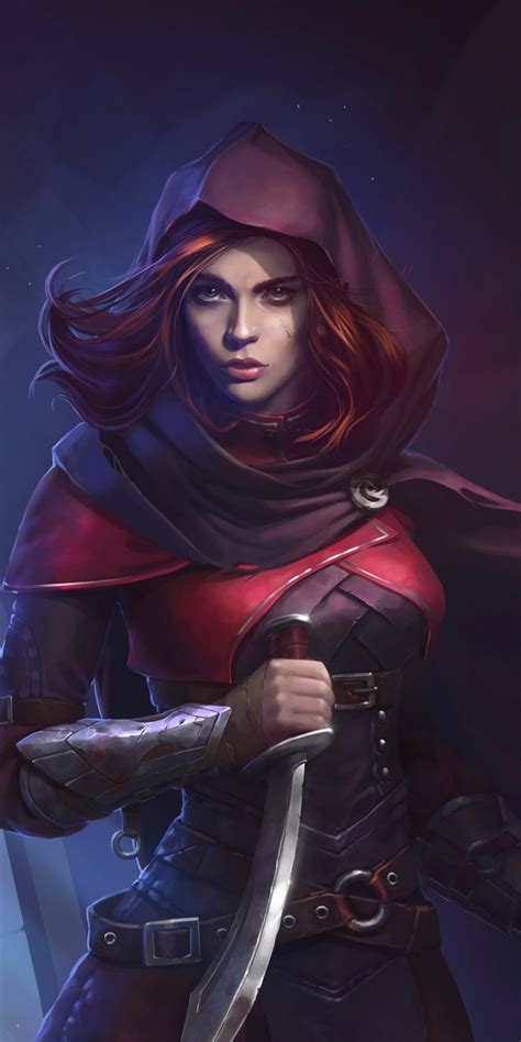 Download Wallpaper 1080x2160 Woman Assassin Beautiful Red Head