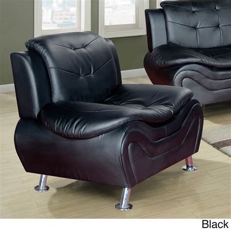 Ellena Black Red White Faux Leather Wood Modern Living Room Chair