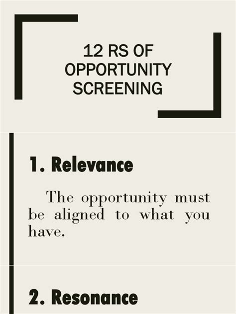 12 Rs Of Opportunity Screening