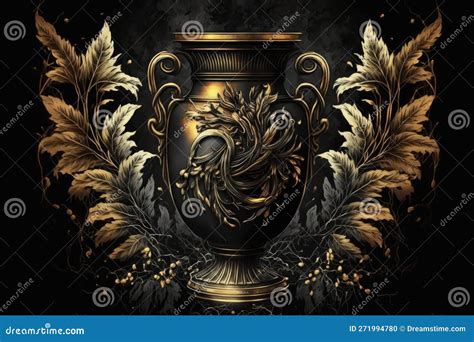 Aether Greek Mythology God Black Gold Vase By Generative Ai Stock
