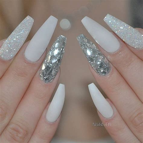 White And Silver Gel Nails Best Nail Designs 2018 Silver Nail Designs