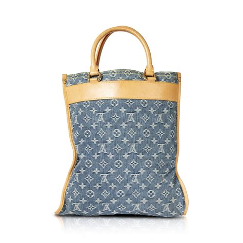 Louis Vuitton Blue Denim Monogram Sac Plat Tote Bag Keweenaw Bay Indian Community