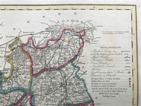 1835 Antique Map Surrey By Thomas Dix John Darton And Co Ebay