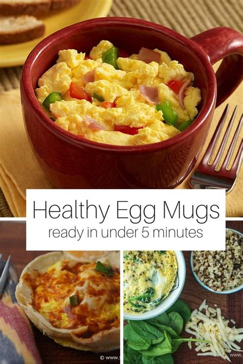 When you're ready to prepare a microwave breakfast scramble, pour the ingredients of the container into a ceramic mug, add two large eggs, and stir to combine. Five Healthy Breakfast Egg Mugs | Healthy breakfast ...