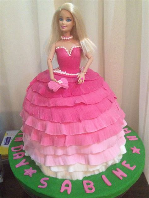 Barbie cake decorating playset with blonde doll, baking island with oven, molding dough and toy icing pieces for kids 4 to 7 years old. Pink barbie princess birthday cake.. Home made cake | Barbie cake, Princess birthday cake, Doll cake