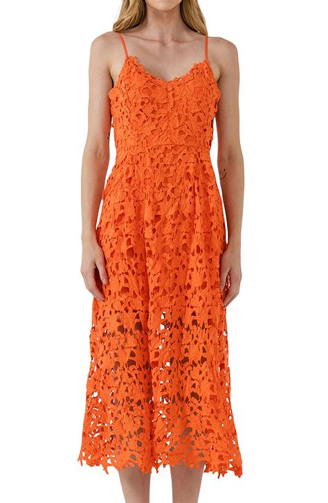 Endless Rose Lace Spaghetti Strap Midi Dress Nordstrom