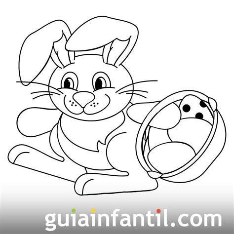 ¿cuál es el tamaño más grande de un conejo? Dibujo de un conejo de Pascua con una cesta de huevos