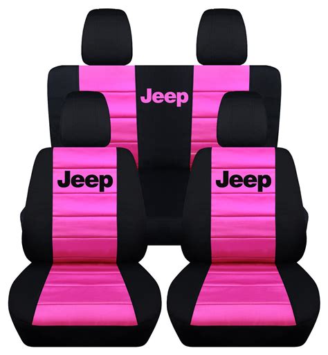 Front & Rear Black and Hot Pink Jeep Seat Covers 4Door ...