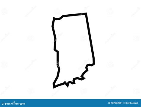 Indiana Outline Map State Shape Stock Vector Illustration Of Line