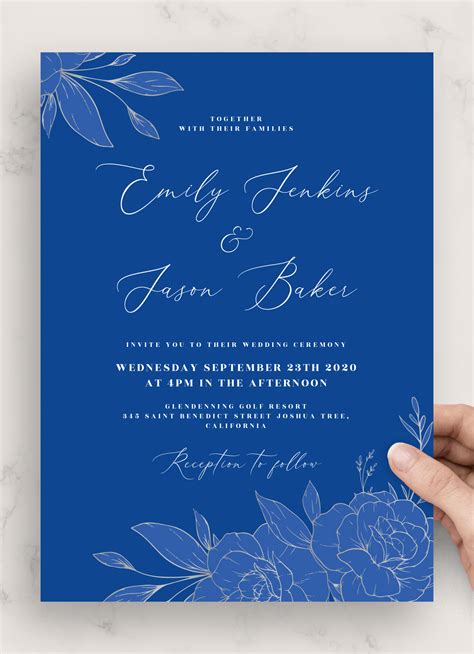 Download Printable Royal Blue And Silver Wedding Invitation Suite Pdf