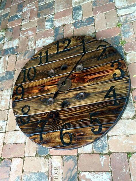 Wire Spool Clock Rustic Clocks Farmhouse Clocks Wood Clocks Diy