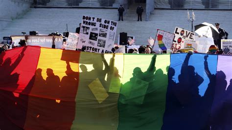 same sex marriage supporters gather outside us supreme court for hearings