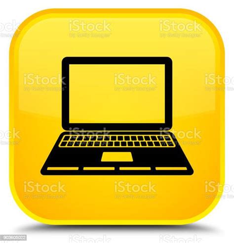 Laptop Icon Special Yellow Square Button Stock Illustration Download