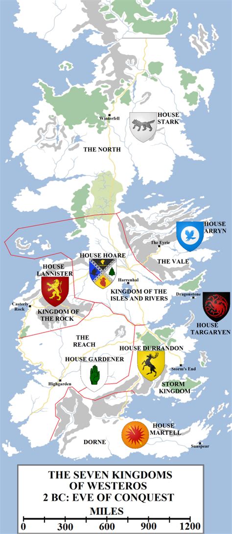 7 Kingdoms Of Game Of Thrones Map Printable