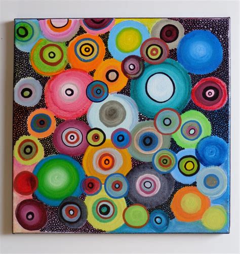 Abstract Circle Acrylic Painting On Canvas 12x12 Original