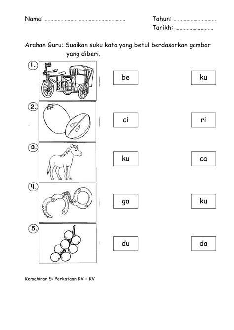 Latihan Menulis Suku Kata Terbuka Jawi Perkataan Suku Kata Terbuka