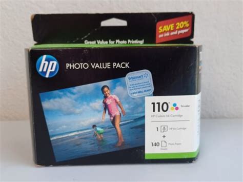 OEM Genuine HP Photo Value Pack 110 Tri Color Ink Cartridge Paper NOS