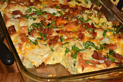 Bacon Egg Cheese And Spinach Casserole Hugs And Cookies Xoxo