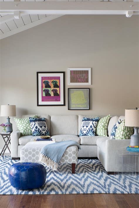 Transitional Sitting Room With Bold Blue Accents Hgtv