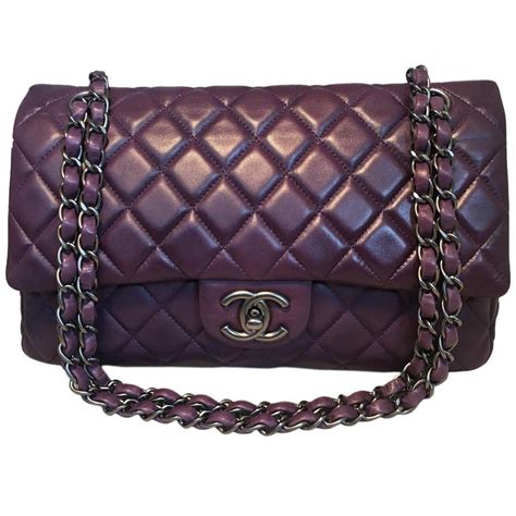 Chanel Purple 10 Inch 255 Double Flap Classic Shoulder Bag At 1stdibs