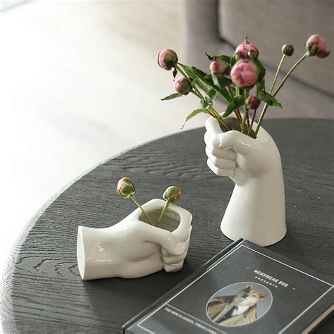 Hand Shape Ceramic Vase Art Vase Hand Ceramic Flower Pots Etsy