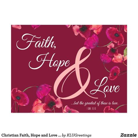 Christian Faith Hope And Love Scripture Floral Postcard Zazzle