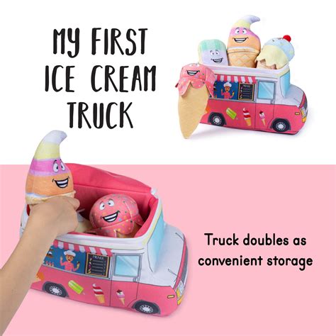 Plush Ice Cream Truck Toy Set Includes 4 Talking Soft Plush Ice Creams Ice Pop Soft Double