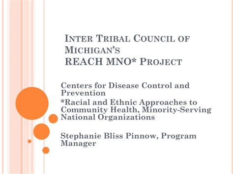 Ppt Inter Tribal Council Of Michigans Reach Mno Project Powerpoint