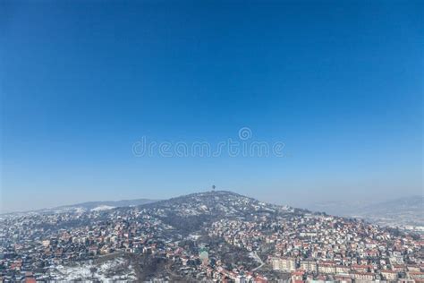 Aerial View Of The Hills Of The Suburbs Of Sarajevo Bosnia And