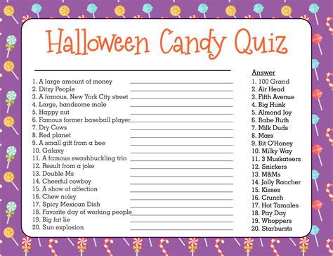 7 Best Images Of Candy Trivia Printable Games Printable Candy Trivia