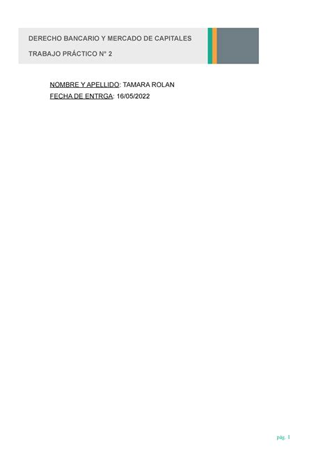 Derecho Bancario Y Mercado DE Capitales TP2 DERECHO BANCARIO Y