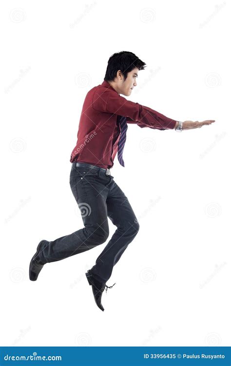 Young Businessman Jumping In The Air Stock Image Image Of Joyful