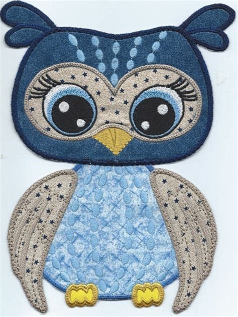 Adorable Owl Large Iron On Applique Patch Machine Embroidered Etsy