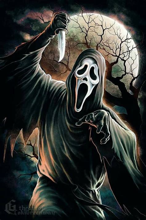 horror movie art scream 1996 ghostface by coki greenway horror movie art horror villians