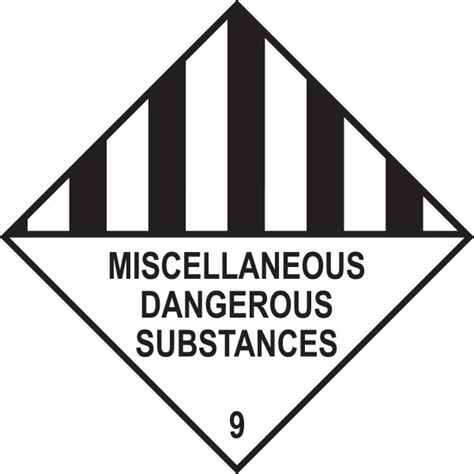 DG Diamond Class 9 Miscellaneous Dangerous Goods PH7 Neutralising