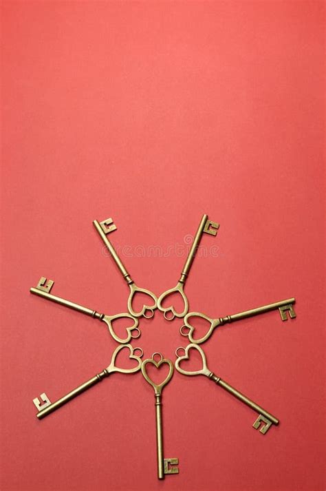 Circle Of Heart Shape Gold Keys Vertical Stock Image Image Of