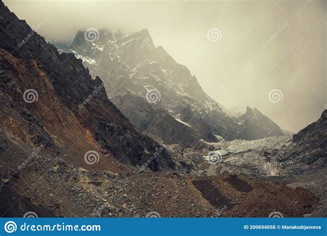 Autumn In Chalaadi Glacier Mestia Svaneti Region Georgia Caucasus