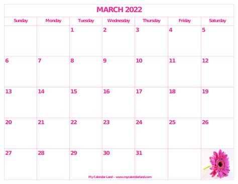March 2023 Calendar My Calendar Land