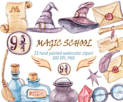 23 Watercolor Harry Potter Cliparts 3 Seamless Patterns Png Etsy