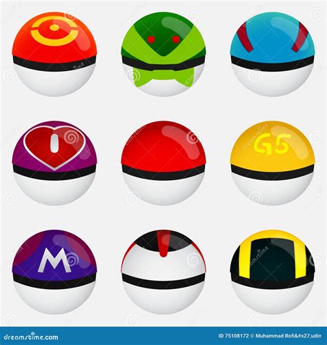 Pokeballs Vector Icon Isolated On Transparent Background Linear