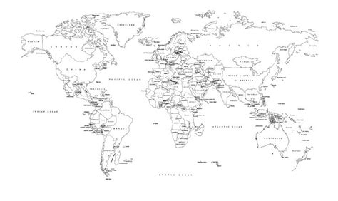 Blackandwhiteworldmaplabeledcountries World Political Map