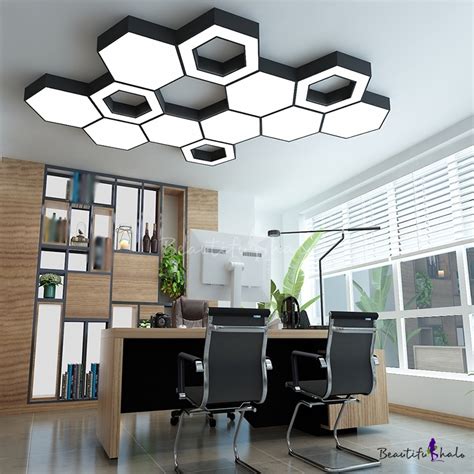 Nordic Hexagon Flush Light Fixture Acrylic Office Led Ceiling Mount