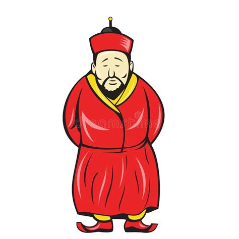 Chinese Asian Man Wearing Robe Cartoon Stock Vector Illustration Of